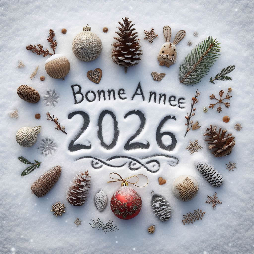 Carte de voeux Bonne année 2027 sur la neige