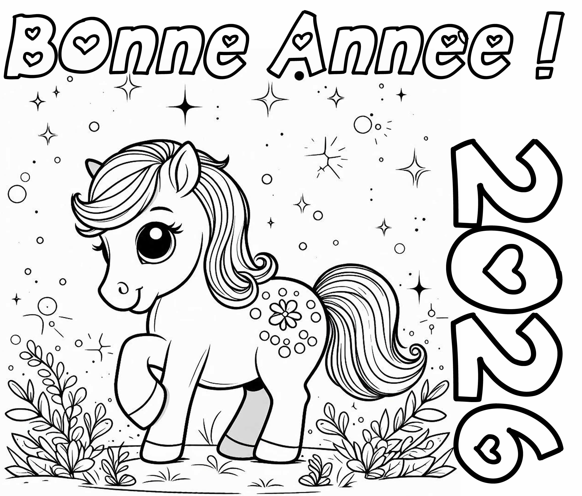 Coloriage 2026 L'année du Cheval de Feu