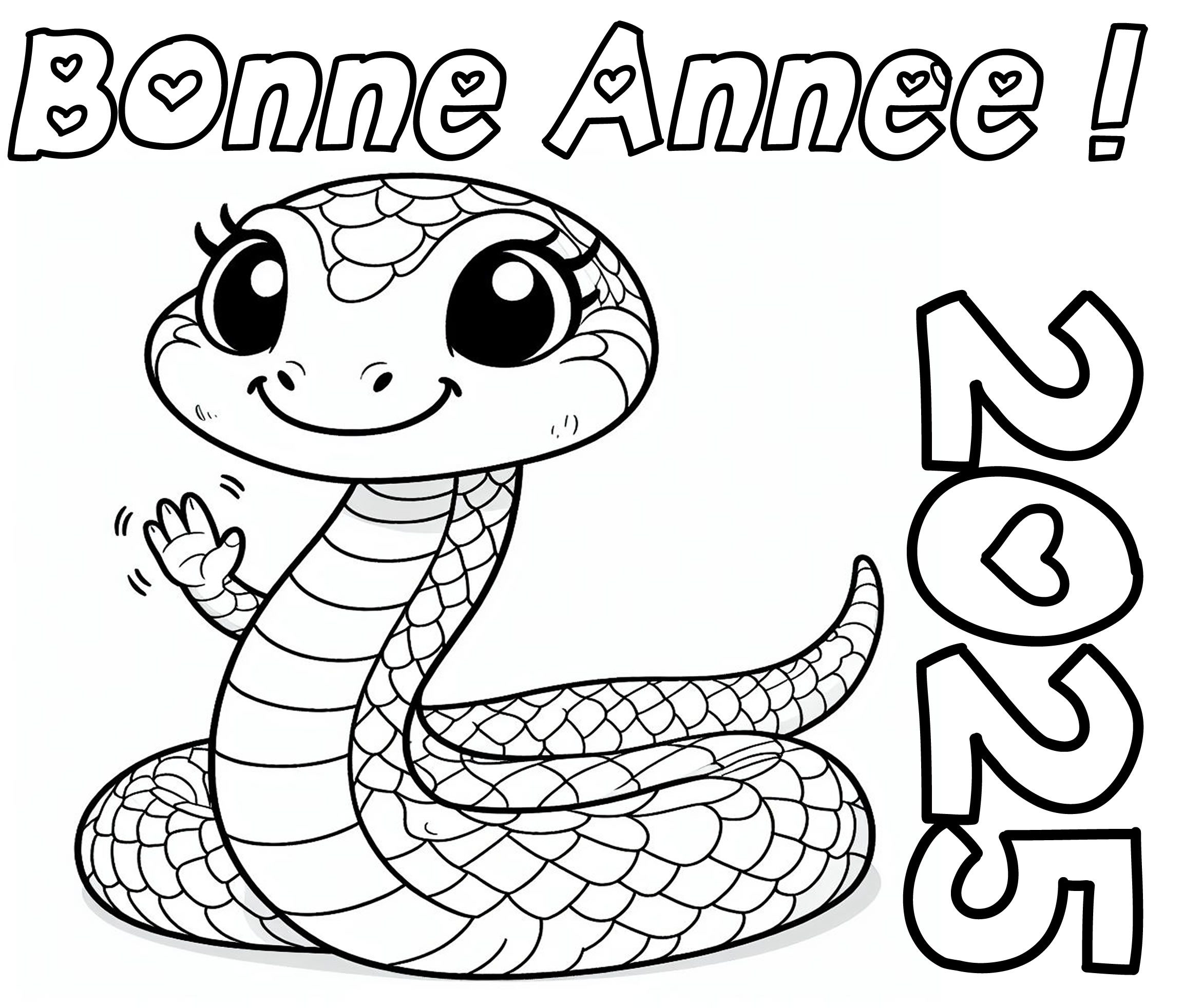 Coloriage 2025 L'année du serpent de bois