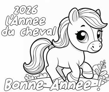 Coloriage avec l'année du Cheval de Feu