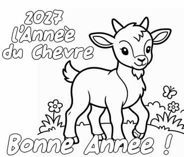 Coloriage avec l'année du Chèvre de Feu