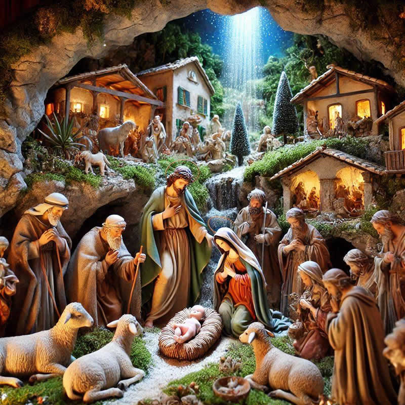 image de crèche provençale avec des santons