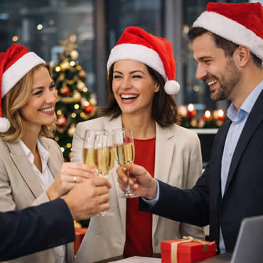 Collègues célébrant Noël au bureau