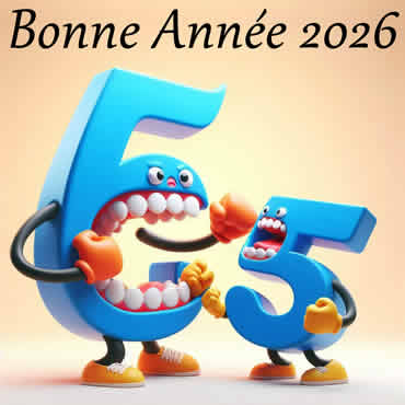 image drôle avec 2026 mangeant l'ancienne année