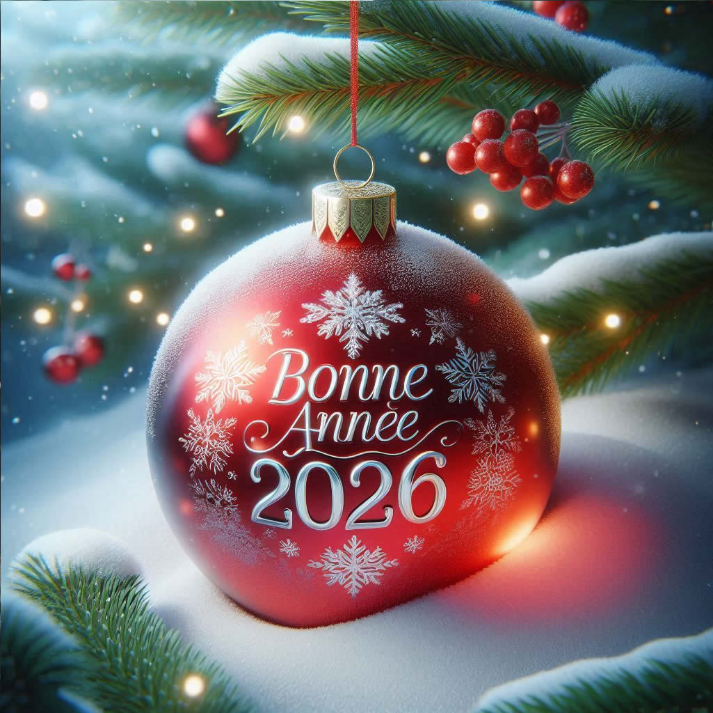 boule de Noël rouge Meilleur Voeux 2026
