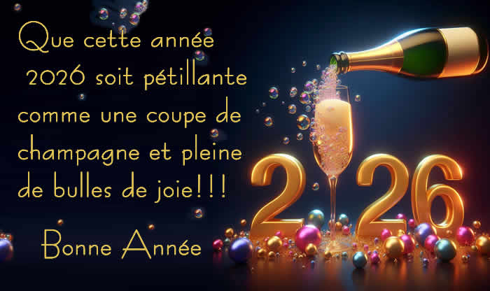 Que cette année 2026 soit pétillante comme une coupe de champagne et pleine de bulles de joie!!!