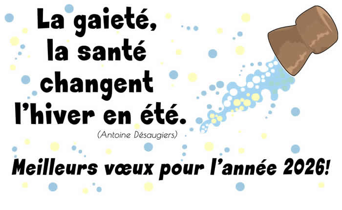 Image joyeuse à partager sur facebook pour vos voeux particuliers pour une bonne année 2026