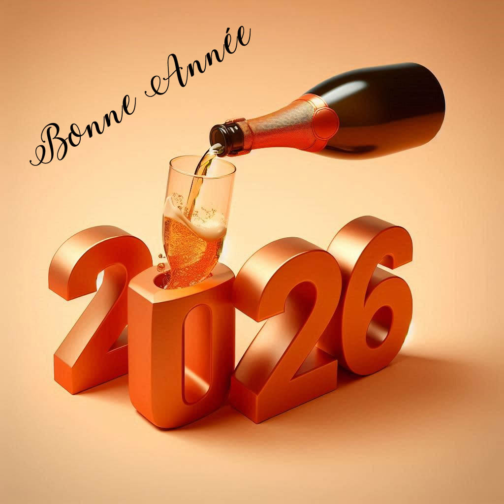 joyeux noel 2025 et bonne annee 2026 avec champagne