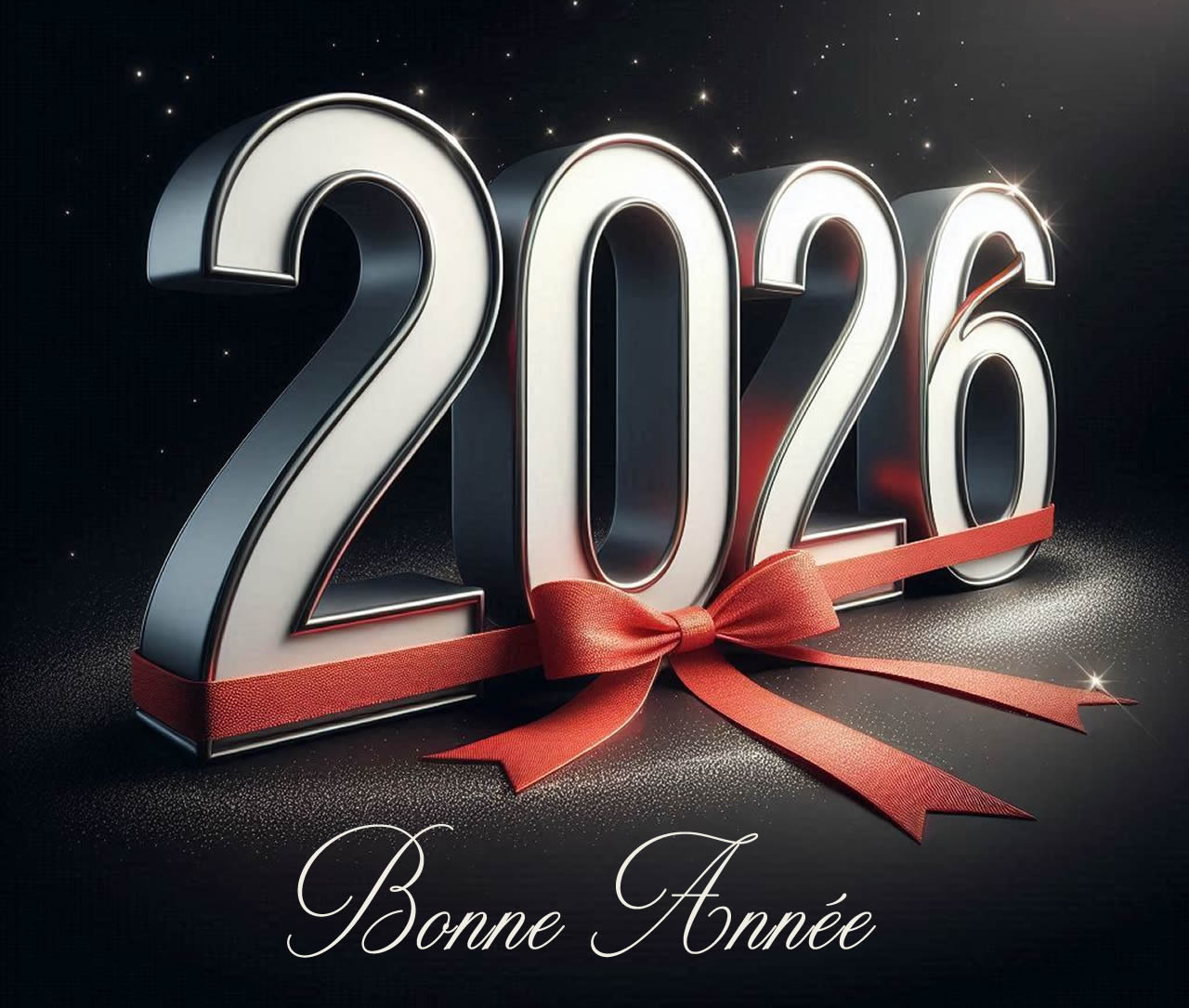 bonne année avec un arc rouge