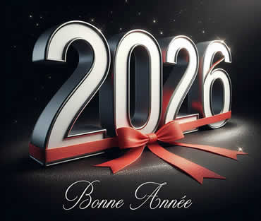 bonne année 2027 avec un arc rouge