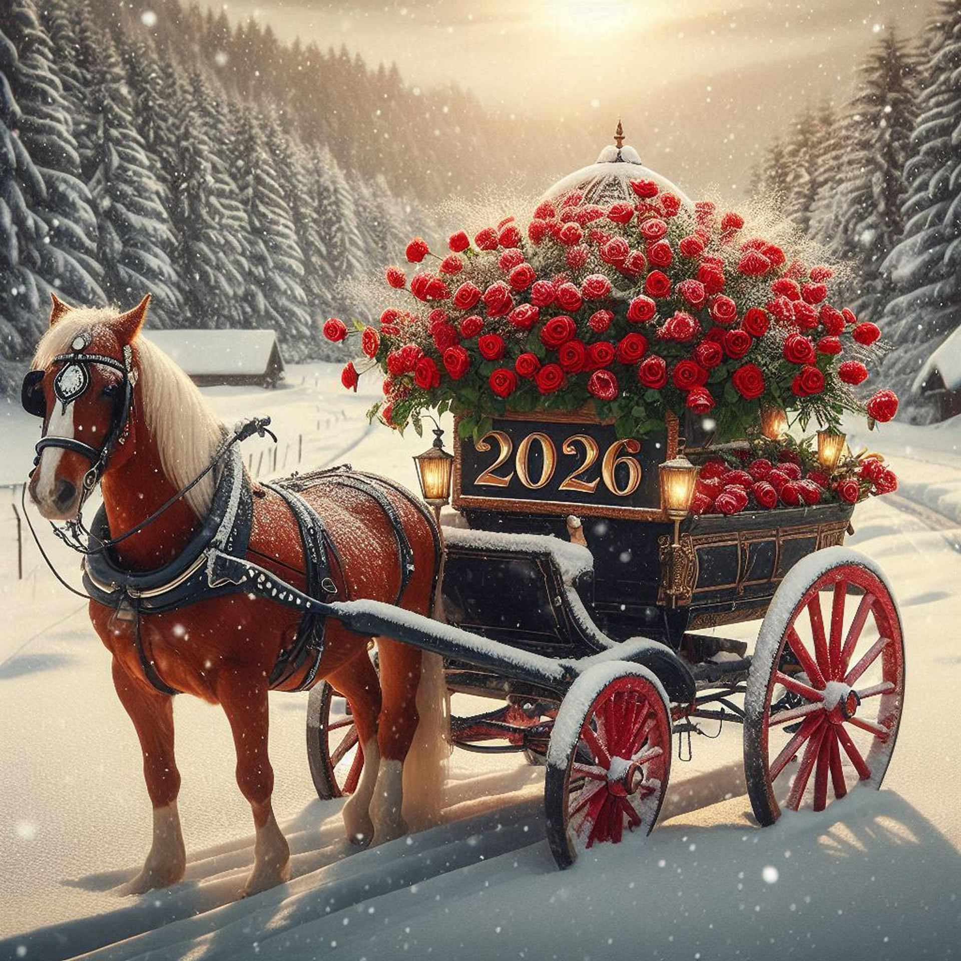 carte de voeux romantique avec des roses 