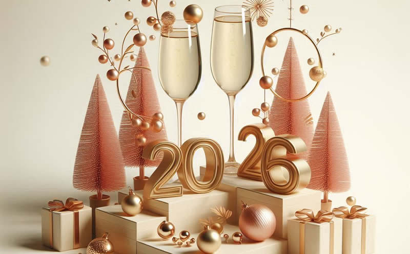 image avec texte Happy 2027 coloré et en 3D