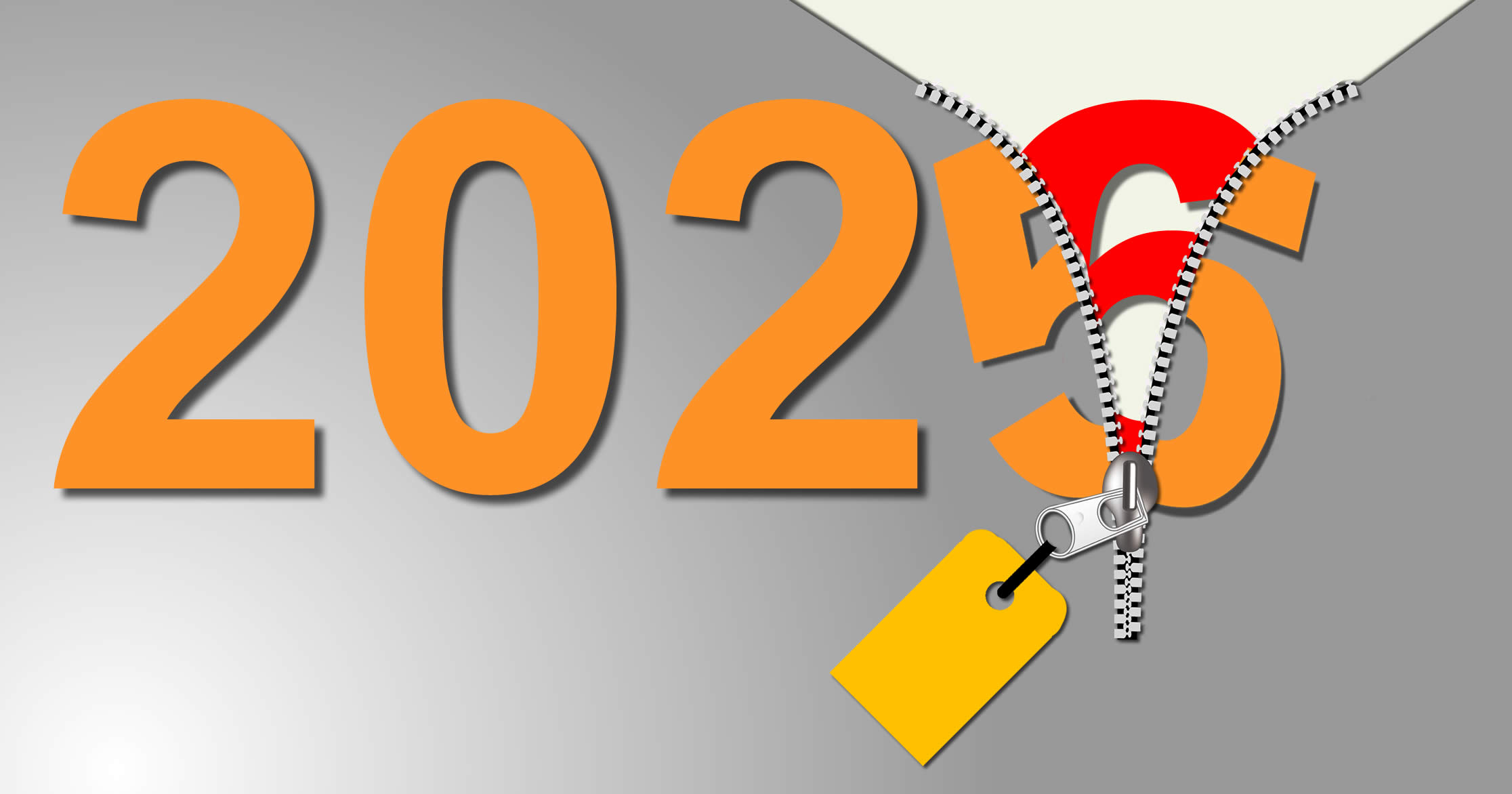Image 2027 avec ouverture zippée et étiquette avec l'inscription Bonne Année